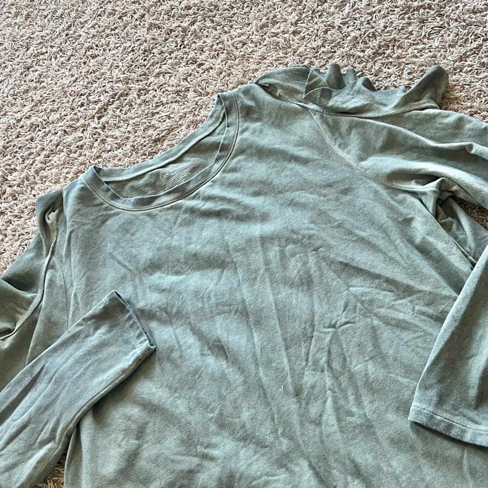 Lane Bryant Olive Green Cold Shoulder Ruffle Long Sleeve Top Plus Size 22/24